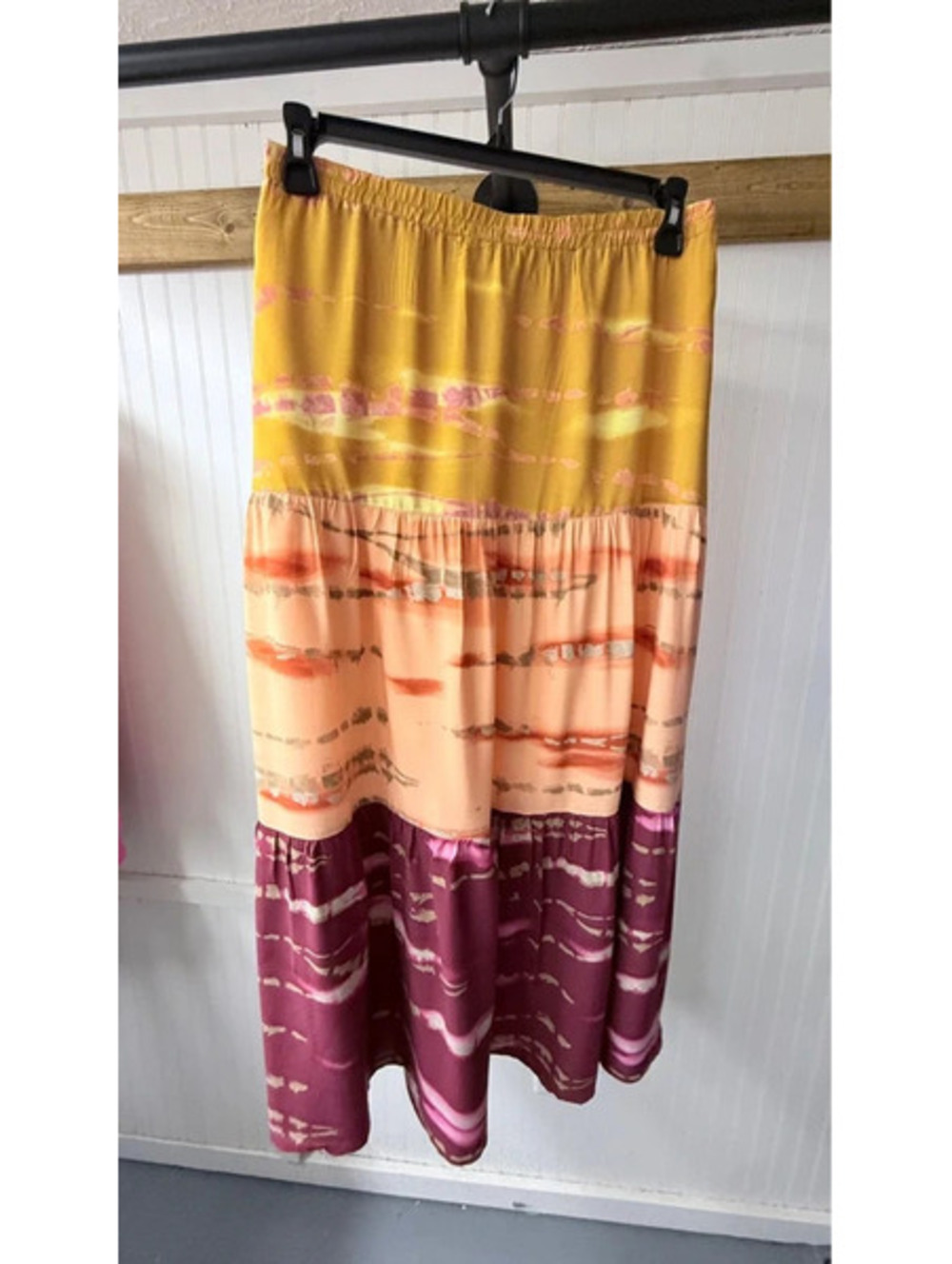 Cato brand tiered tie-dye maxi skirt medium boho chic Gypsy sunset